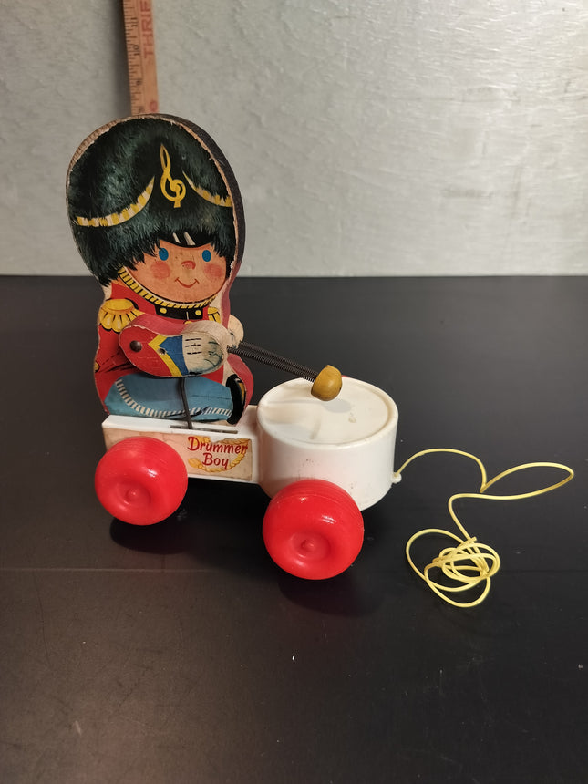 Vintage Fisher Price Wooden Drummer Boy Pull Toy