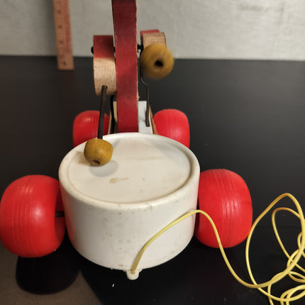 Vintage Fisher Price Wooden Drummer Boy Pull Toy