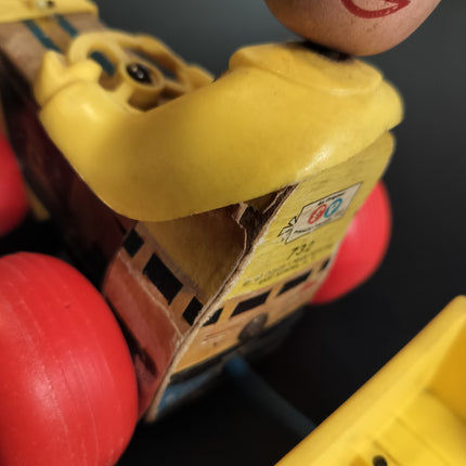 Vintage Fisher Price Happy Hauler Wood Tractor Pull Toy