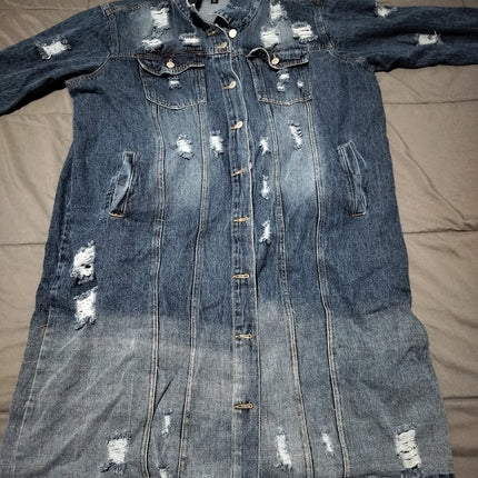 THRILL JEANS DISTRESSED DENIM KNEE-LENGTH 2XL DRESS