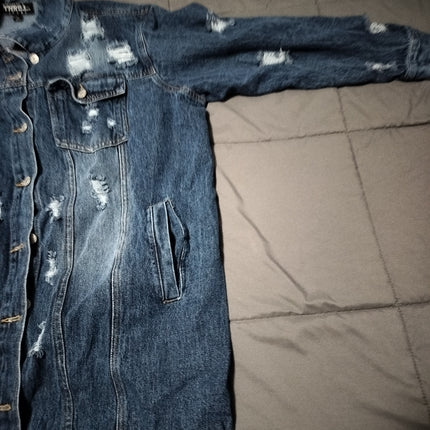 THRILL JEANS DISTRESSED DENIM KNEE-LENGTH 2XL DRESS