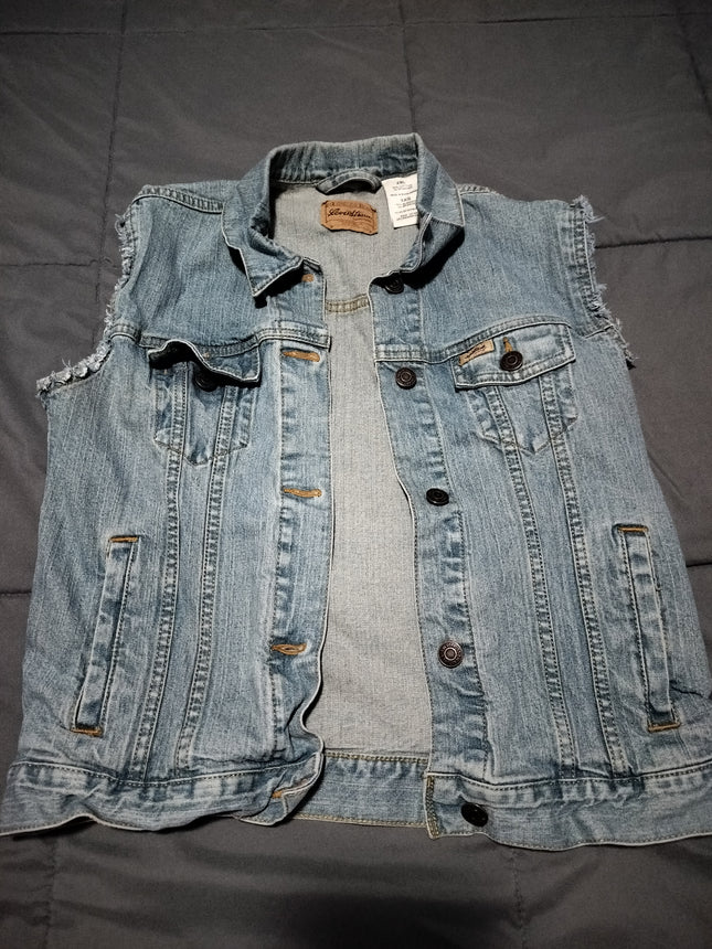 WOMEN'S JUNIOR XXL LEVI'S DISTRESSED CUT OFF Sleeve Jacket
