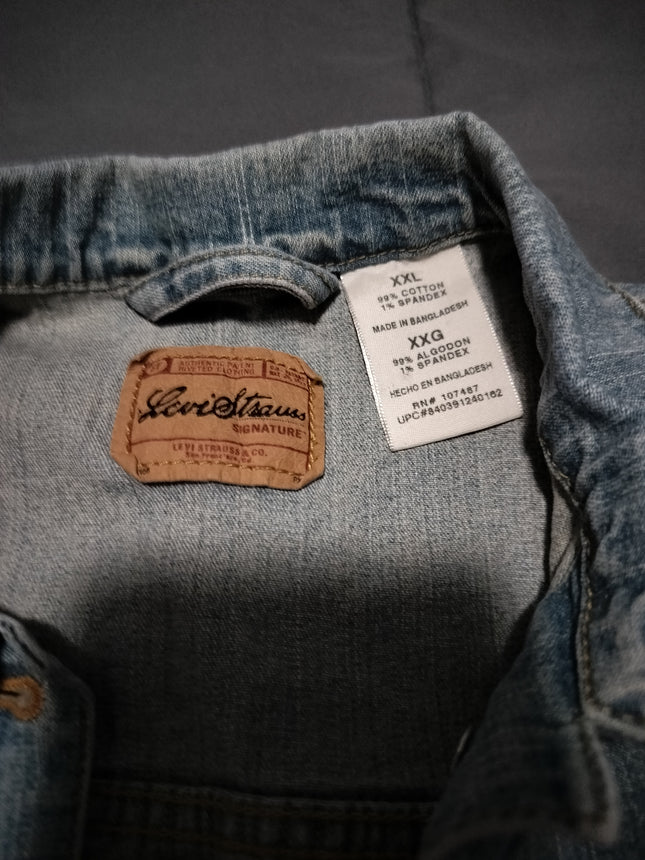 WOMEN'S JUNIOR XXL LEVI'S DISTRESSED CUT OFF Sleeve Jacket