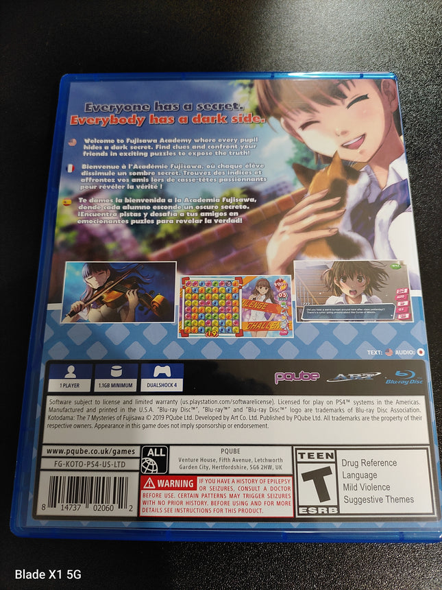 KOTODAMA THE 7 MYSTERIES OF FUJISAWA Playstaion 4 PS4