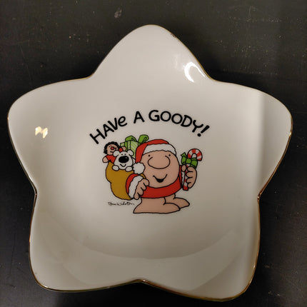 Vintage Ziggy by Tom Wilson Have a Goody! Christmas Dish