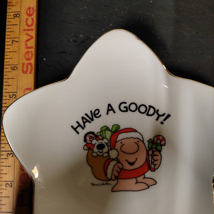 Vintage Ziggy by Tom Wilson Have a Goody! Christmas Dish