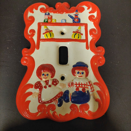 Raggedy Ann & Andy Vintage Ceramic Light Switch Cover