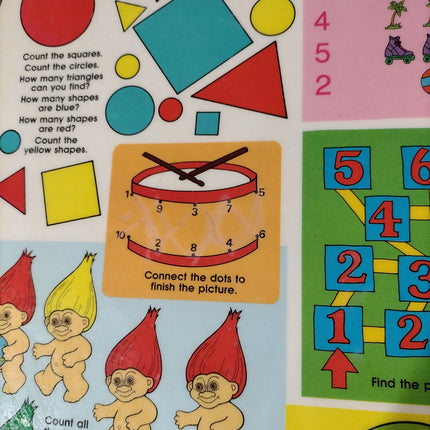 RUSS TREASURE TROLLS Vintage Food Activity Placemats (2) RARE